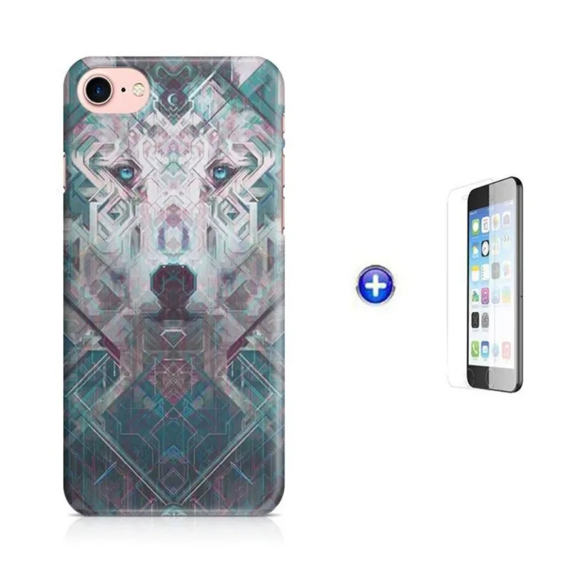 Kit Capa iPhone 8 - 4,7' Moon Wolf Lobo Lunar +Pel Vidro BD1