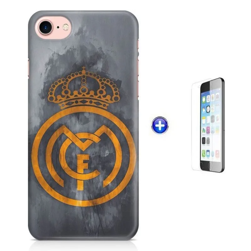 Kit Capa iPhone 8 - 4,7' Real Madrid Futebol + Pel Vidro BD1