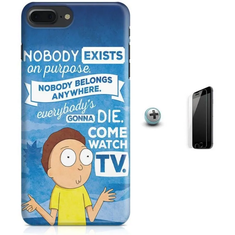 Kit Capa iPhone 8 Plus - Rick and Morty + Pel Vidro B30