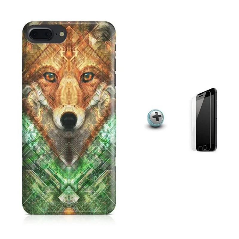 Kit Capa iPhone 8 Plus - Wolf + Pel Vidro BD1