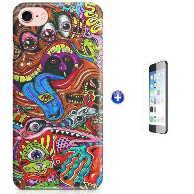 Kit Capa iPhone 7 - 4,7' Abstract Bizarre + Pel Vidro (BD50)