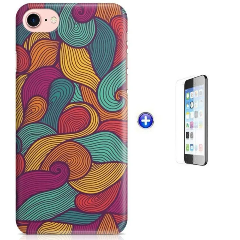 Kit Capa iPhone 7 - 4,7' Abstrato + Pel Vidro (BD50)