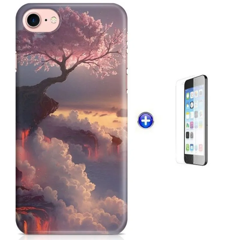 Kit Capa iPhone 7 - 4,7' Arvore no Céu + Pel Vidro (BD50)