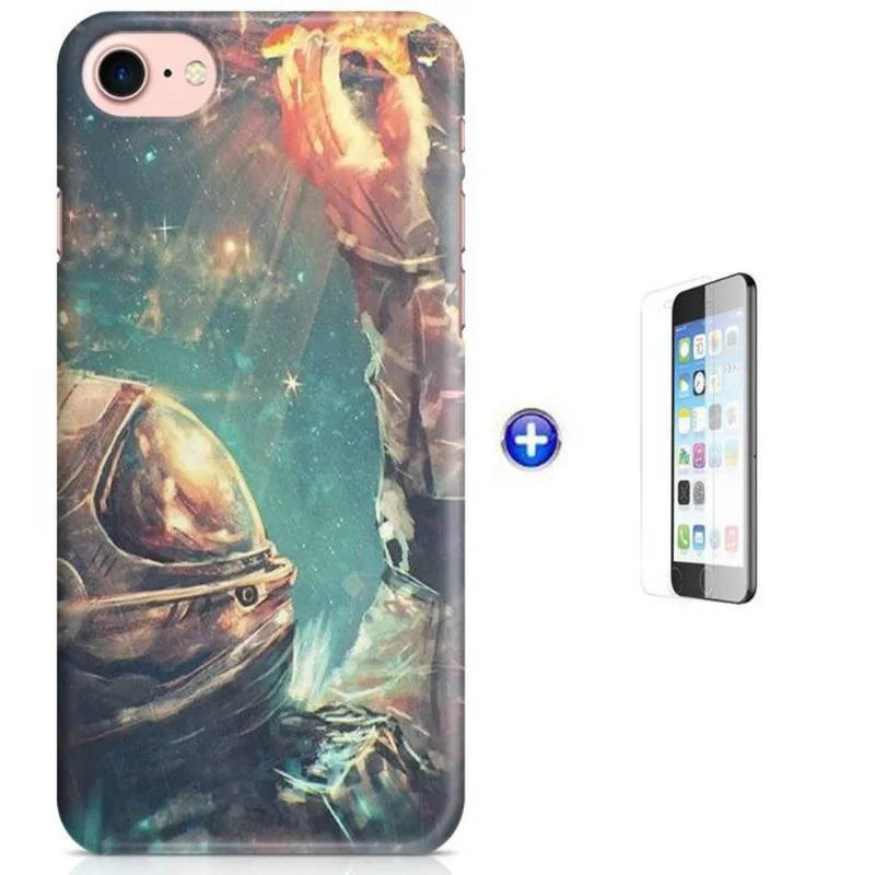 Kit Capa iPhone 7 - 4,7' Astronauta? + Pel Vidro (BD50)