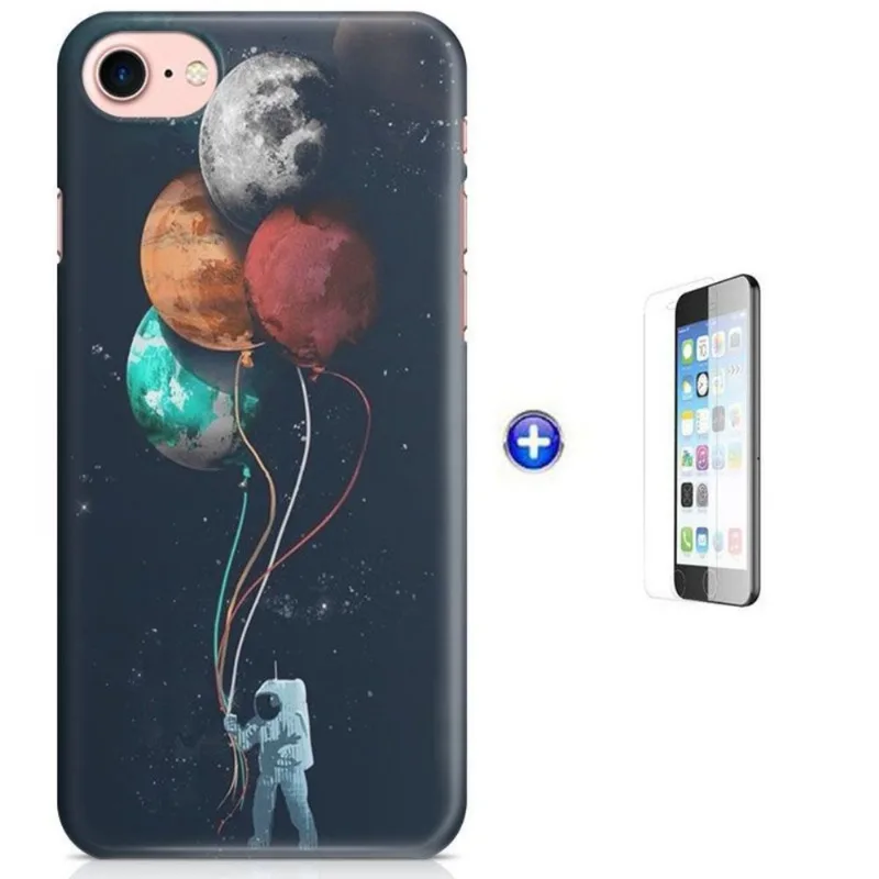 Kit Capa iPhone 7 - 4,7' Astronauta + Pel Vidro (BD50)