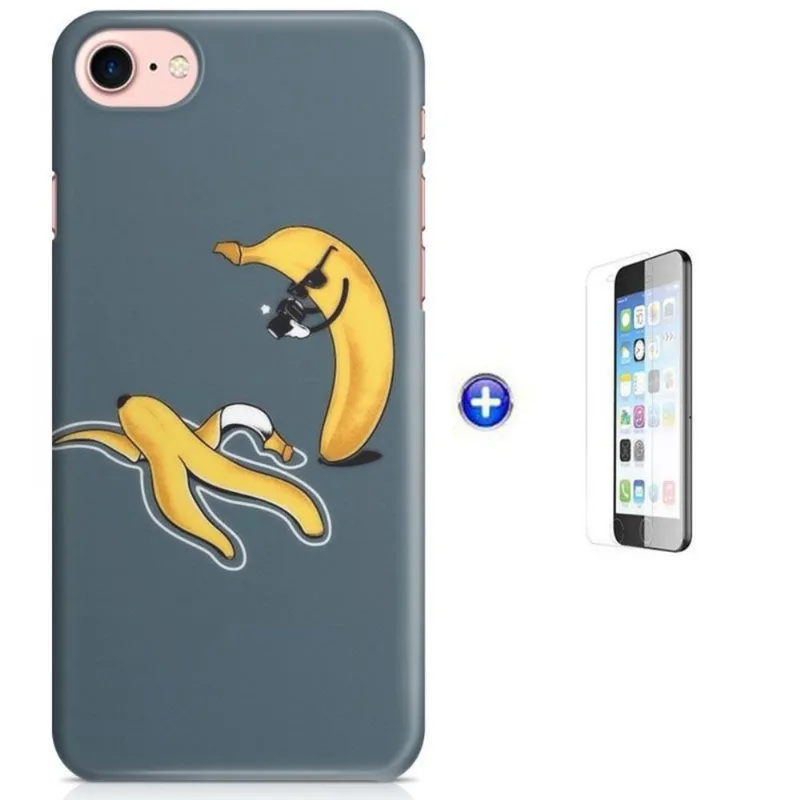 Kit Capa iPhone 7 - 4,7' Banana + Pel Vidro (BD50)