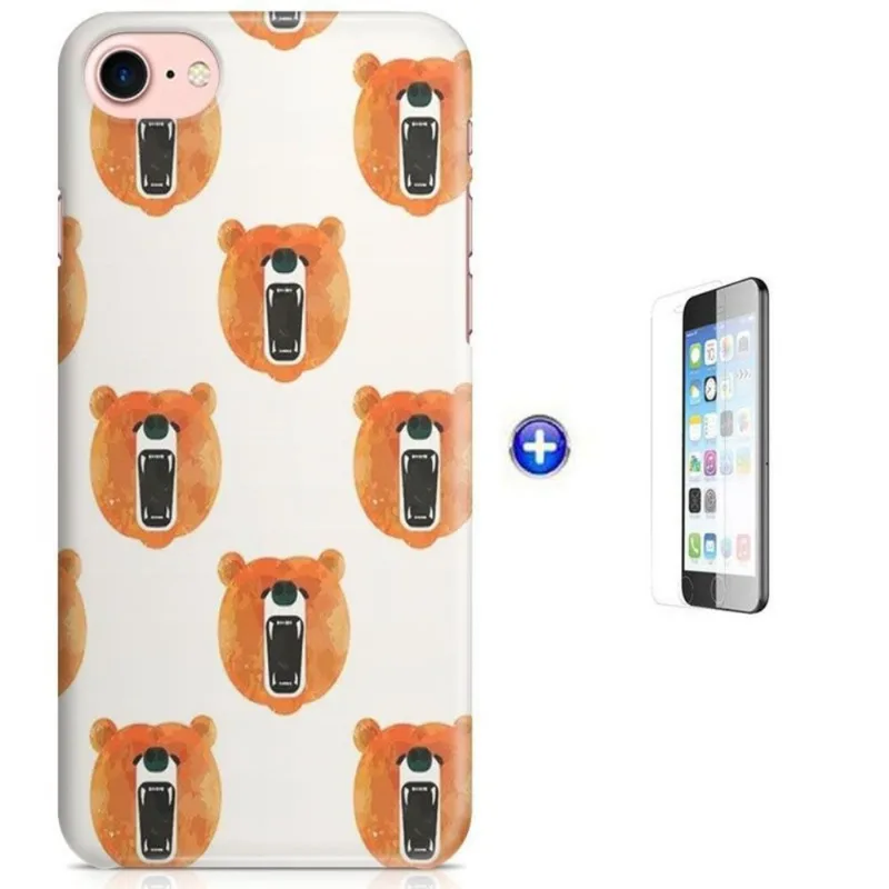 Kit Capa iPhone 7 - 4,7' Urso + Pel Vidro (BD50)