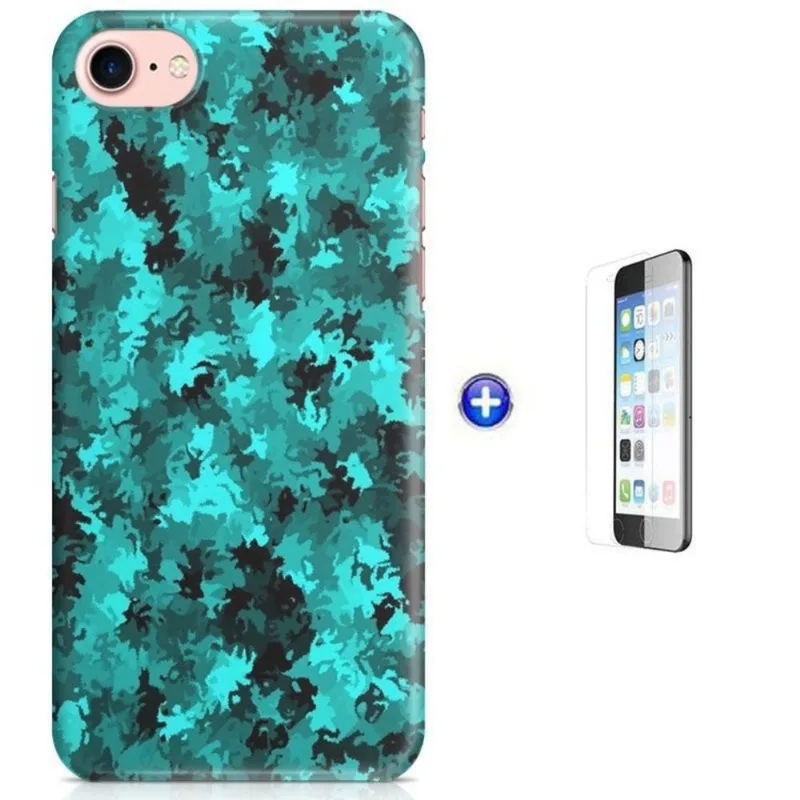Kit Capa iPhone 7 - 4,7' Camuflagem + Pel Vidro (BD54)