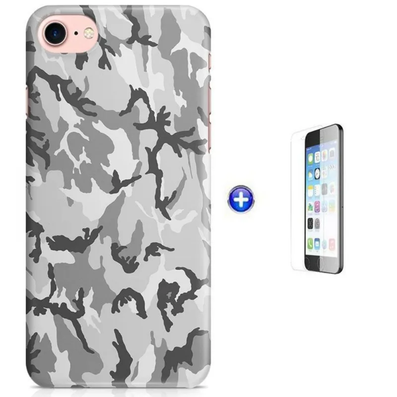 Kit Capa iPhone 7 - 4,7' Camuflagem + Pel Vidro (BD55)