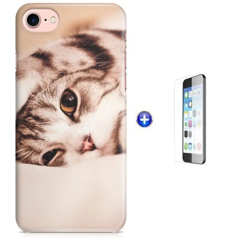 Kit Capa iPhone 7 - 4,7' Gato Gatinho + Pel Vidro (BD50)