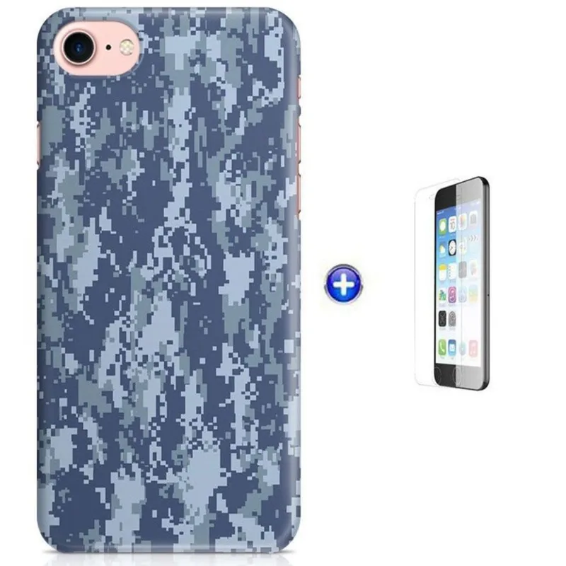 Kit Capa iPhone 7 - 4,7' Camuflagem Digital +Pel Vidro(BD51)