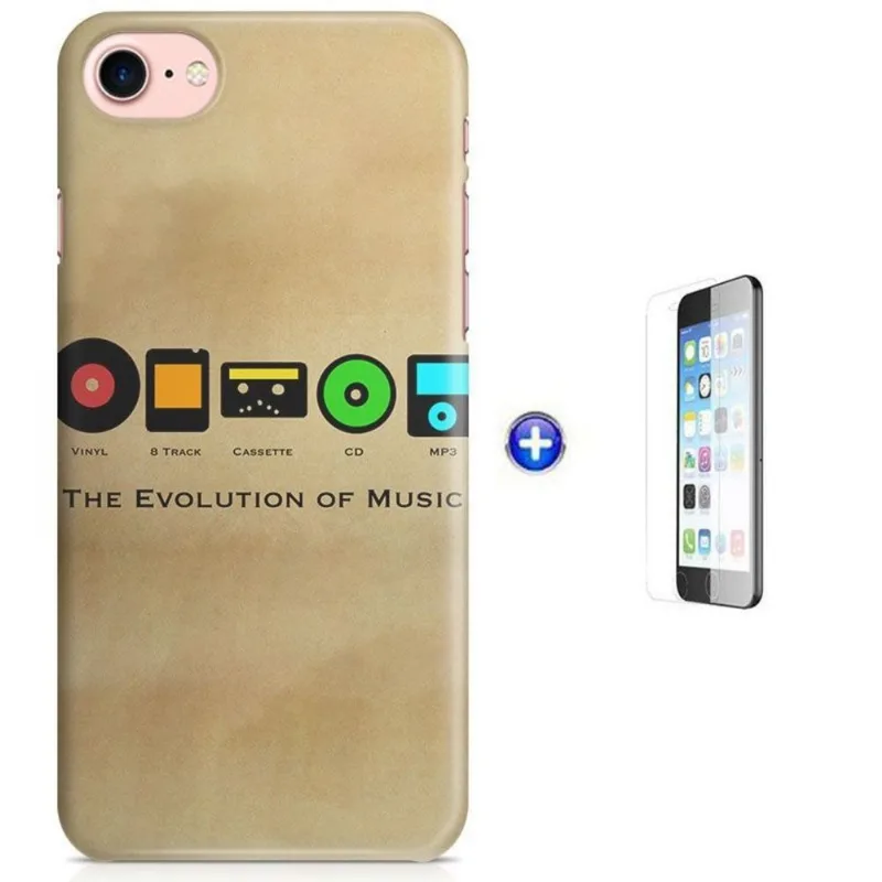 Kit Capa iPhone 7 - 4,7' Evolução da Musica+Pel Vidro (BD50)