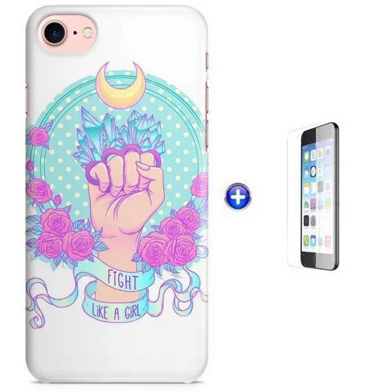 Kit Capa iPhone 7 - 4,7' Lute como uma garota+Pel Vidro(B51)