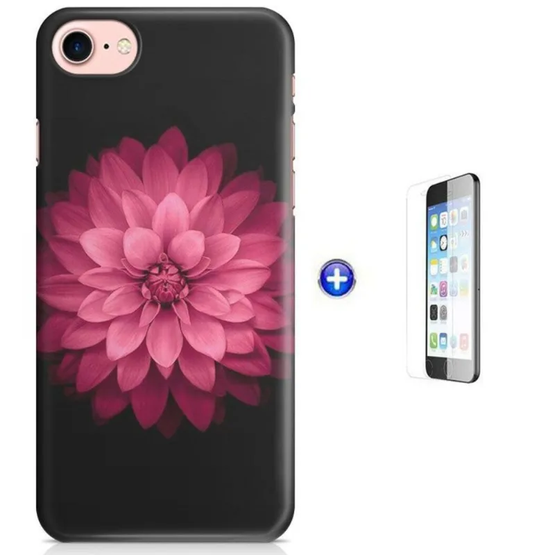 Kit Capa iPhone 7 - 4,7' Flores Arte + Pel Vidro (BD52)