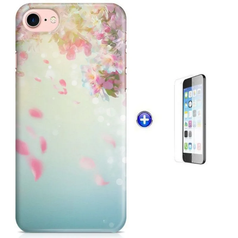 Kit Capa iPhone 7 - 4,7' Petalas + Pel Vidro (BD50)