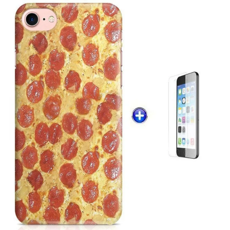 Kit Capa iPhone 7 - 4,7' Pizza + Pel Vidro (BD51)