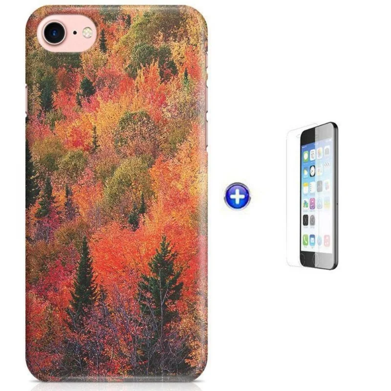 Kit Capa iPhone 7 - 4,7' Arvores Bob Ross + Pel Vidro (BD50)