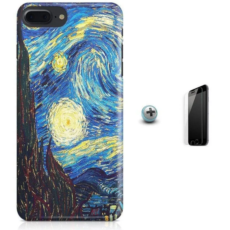 Kit Capa iPhone 7 Plus - A noite estrelada + Pel Vidro(BD50)