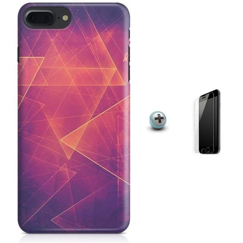 Kit Capa iPhone 7 Plus - Arte Poligonal + Pel Vidro (BD50)