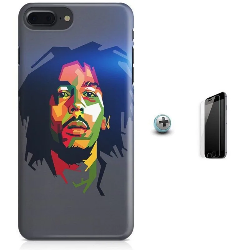 Kit Capa iPhone 7 Plus - Bob Marley + Pel Vidro (BD50)
