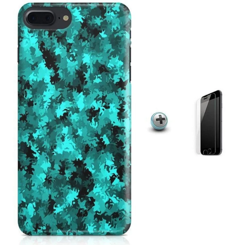 Kit Capa iPhone 7 Plus - Camuflagem + Pel Vidro (BD54)