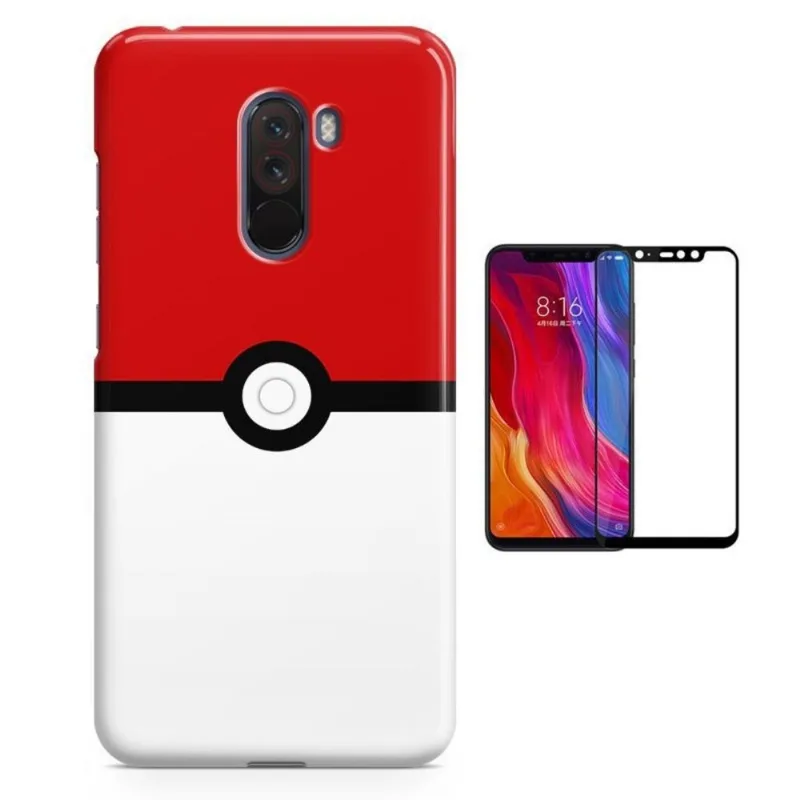 Kit Capa Case TPU Xiaomi Pocophone F1 Pokémon Pokebola Pokeball + Pel Vidro(BD01)