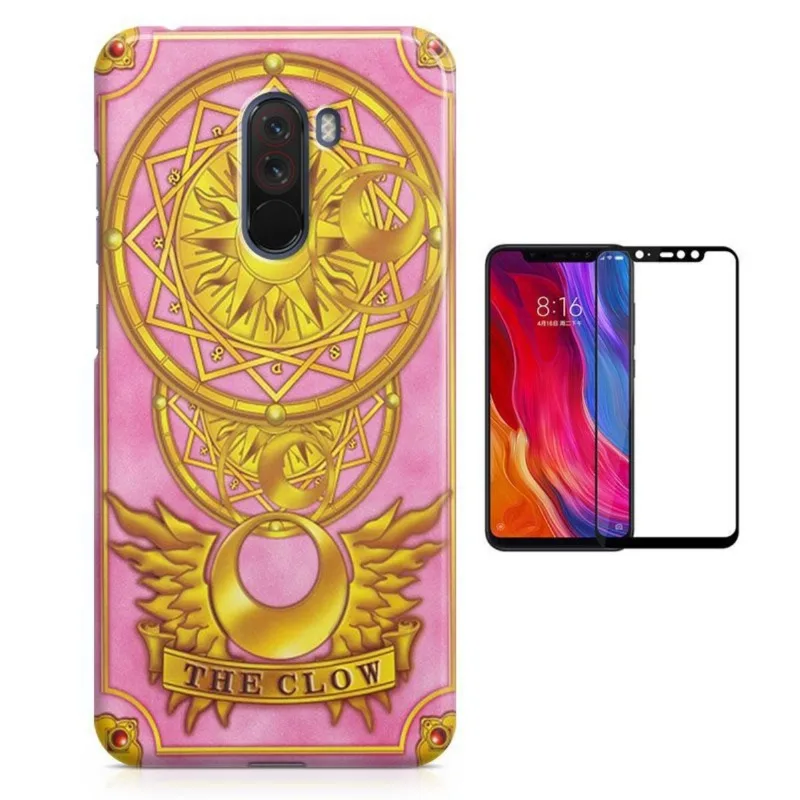 Kit Capa Case TPU Xiaomi Pocophone F1 Sakura Card Captors Carta Clow + Pel Vidro (BD02)