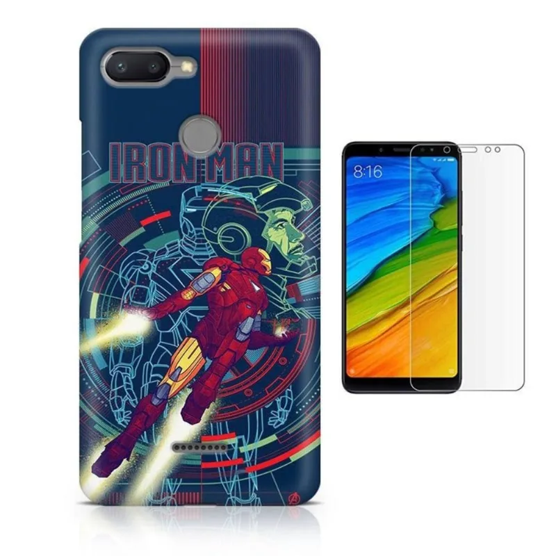 Kit Capa Case TPU Xiaomi Redmi 6 Iron Man Homem de Ferro Tony Stark + Pel Vidro (BD01)