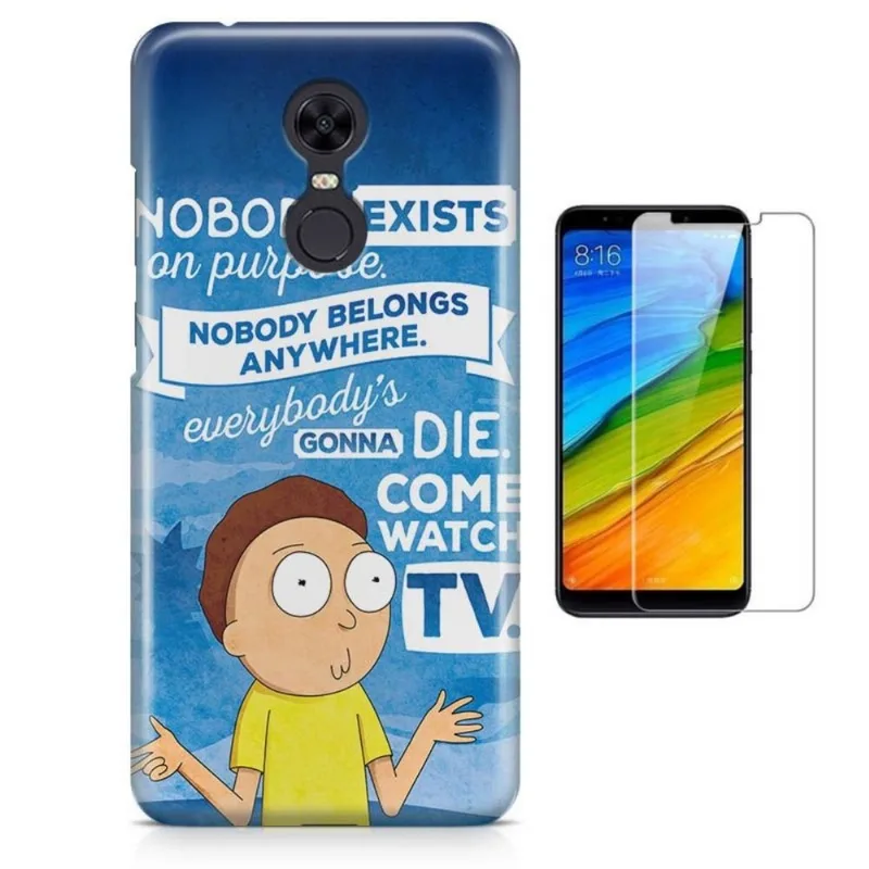 Kit Capa Xiaomi Redmi 5 Plus Rick and Morty + Pel (BD02)