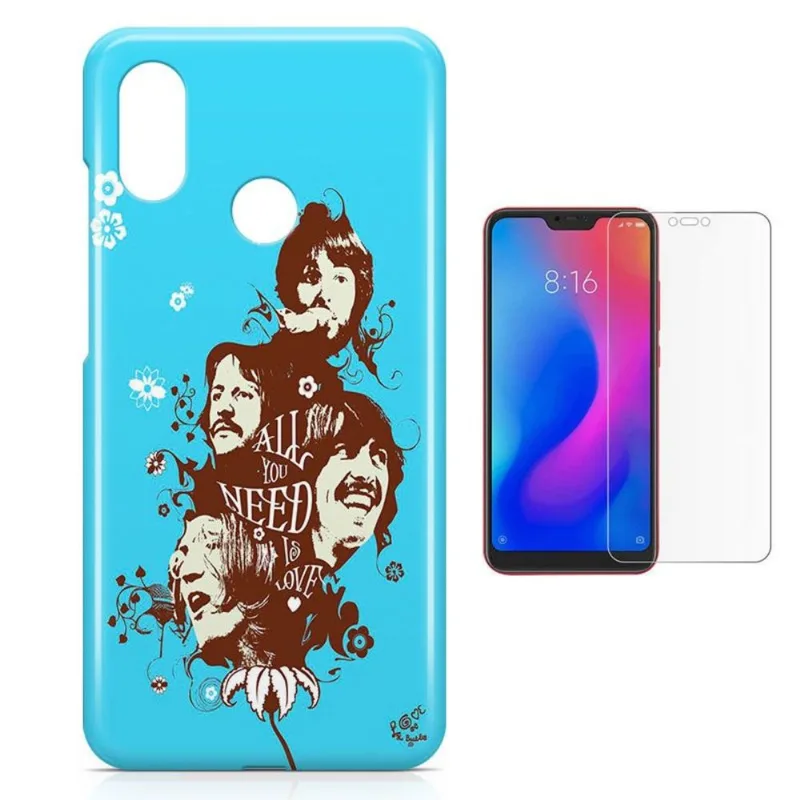Kit Capa Case TPU Xiaomi Redmi Note 6 Pro Beatles + Pel Vidro (BD01)