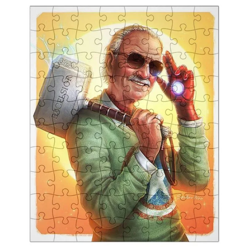 Quebra-Cabeça Personalizado 90 Peças - 30 cm x 20 cm Stan Lee Marvel (BD67)