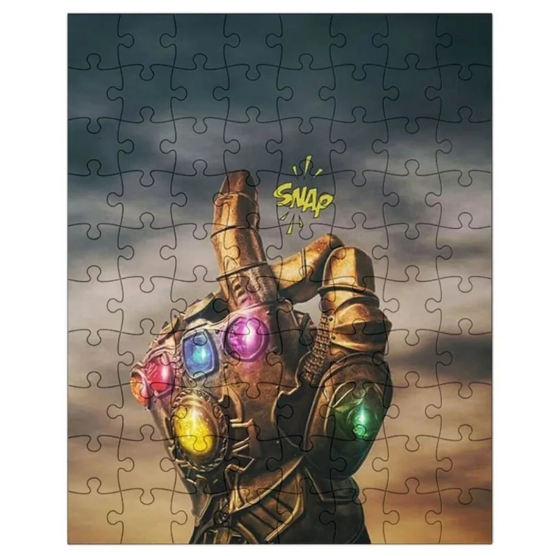 Quebra-Cabeça Personalizado 90 Peças - 30 cm x 20 cm Thanos Marvel Manopla Vingadores Avengers (BD68)