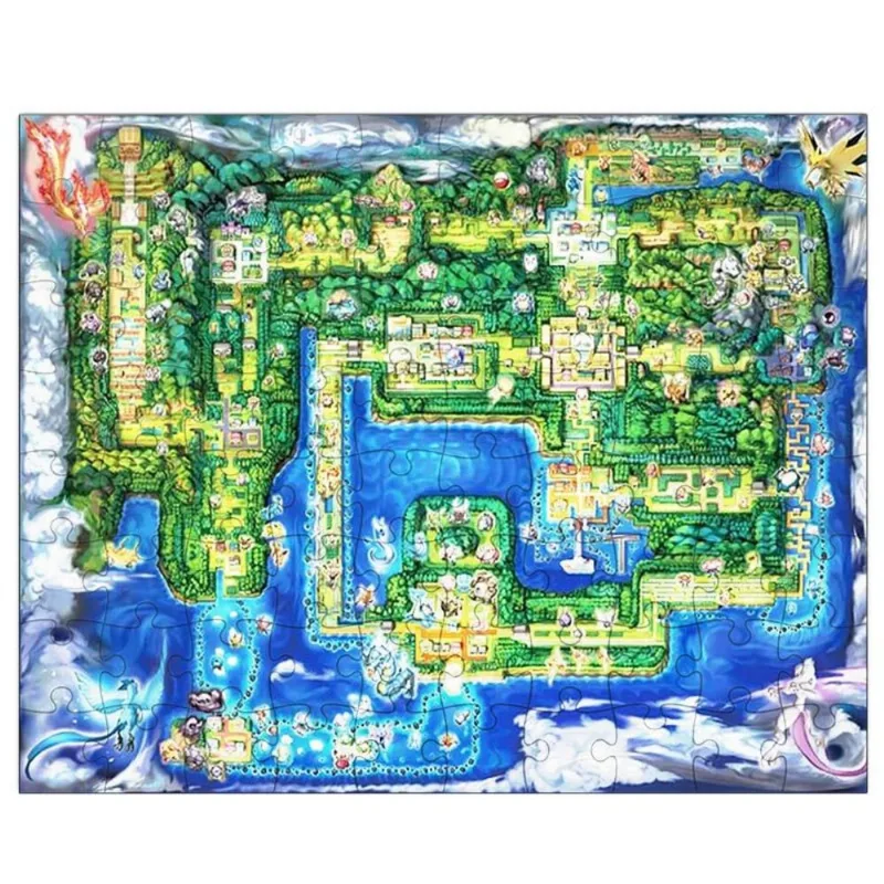 Quebra-Cabeça Personalizado 90 Peças - 20 cm x 30 cm Pokémon Mapa de Kanto (BD61)