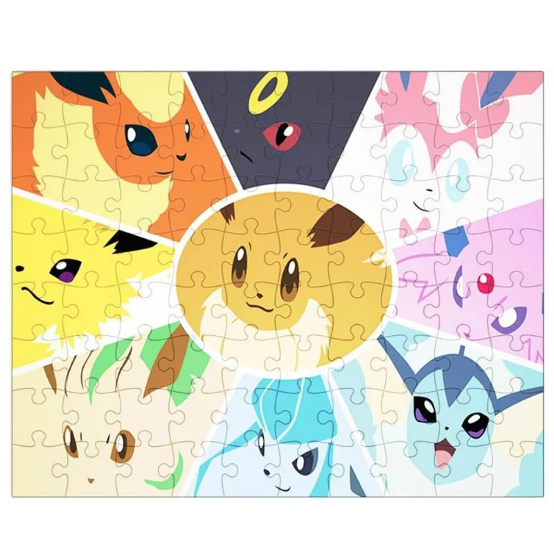 Quebra-Cabeça Personalizado 90 Peças - 20 cm x 30 cm Pokémon Eevee Eeveelutions (BD61)
