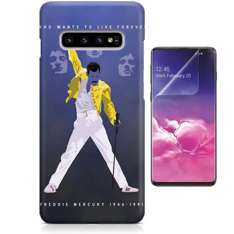 Kit Capa Case TPU Galaxy S10 Cruz Freedie Mercury Queen + Pel Vidro (BD01)