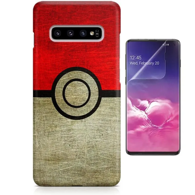 Kit Capa Case TPU Galaxy S10 Pokémon Pokebola Pokeball + Pel Vidro (BD01)