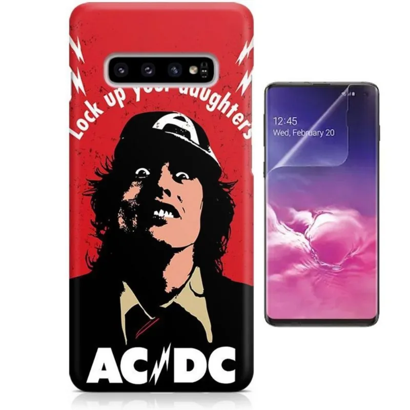 Kit Capa Case TPU Galaxy S10+ Plus ACDC + Película de Vidro (BD02)