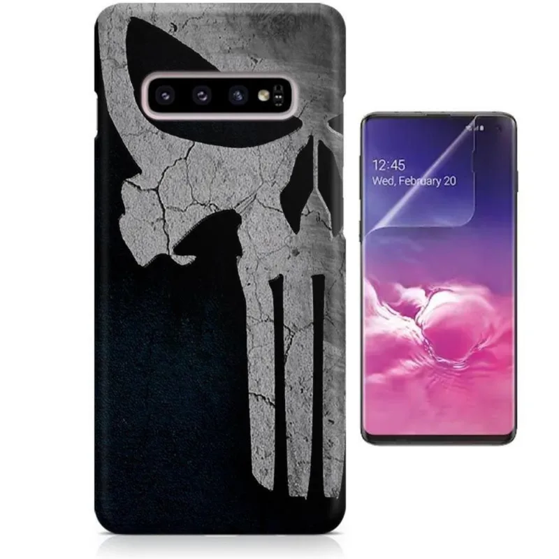 Kit Capa Case TPU Galaxy S10 Punisher O Justiceiro + Pel Vidro (BD01)