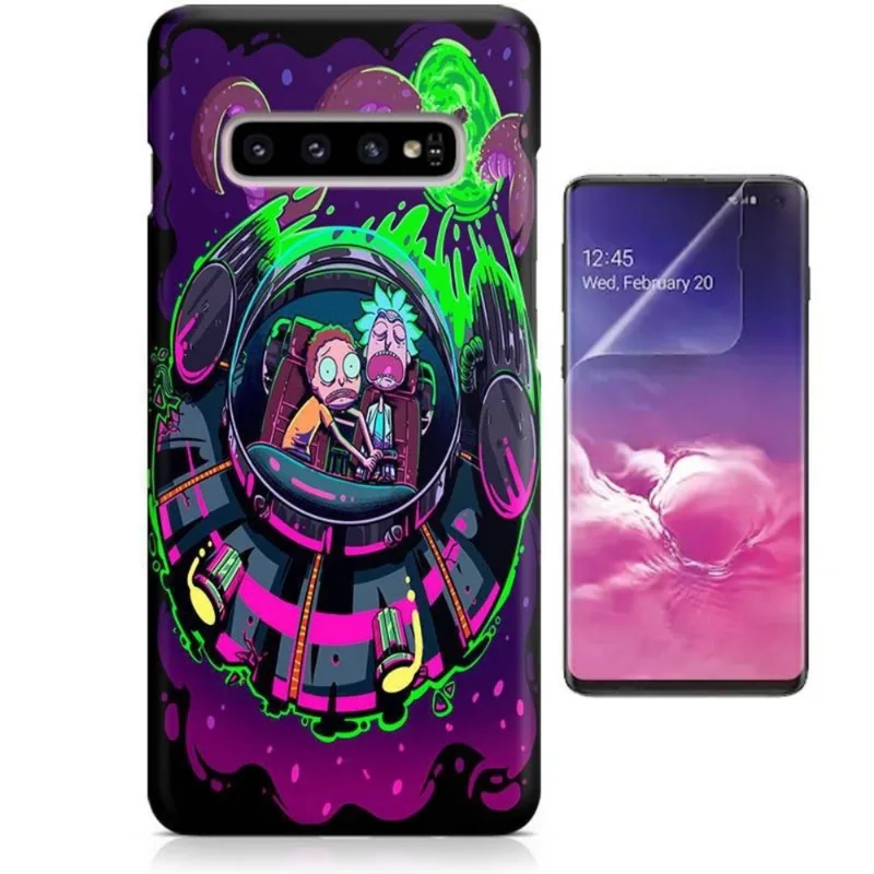 Kit Capa Case TPU Galaxy S10 Rick and Morty + Pel Vidro (BD01)