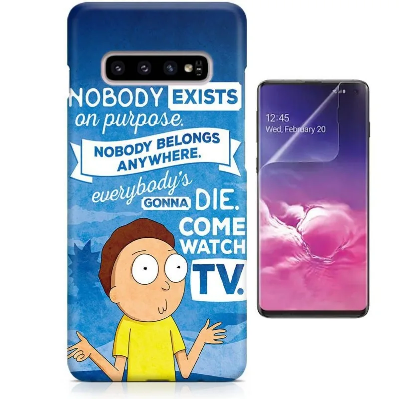 Kit Capa Case TPU Galaxy S10 Rick and Morty + Pel Vidro (BD02)