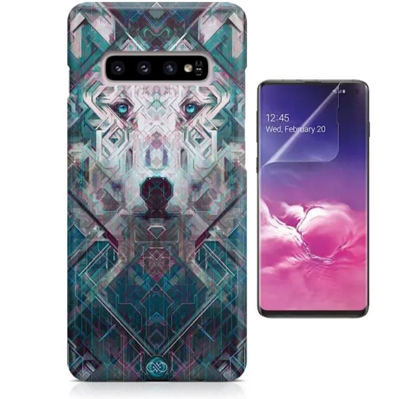 Kit Capa Case TPU Galaxy S10 Wolf Lobo + Pel Vidro (BD01)