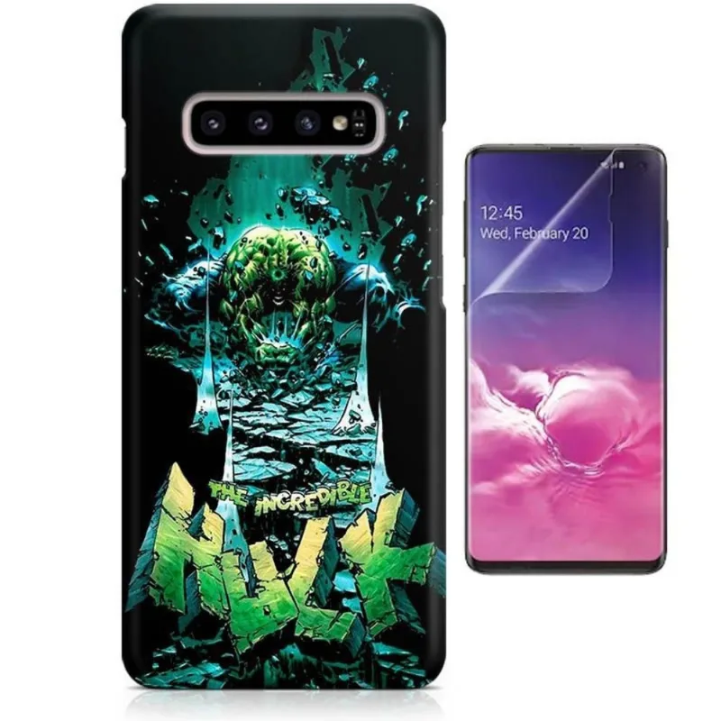Kit Capa Case TPU Galaxy S10+ Plus O Incrível Hulk Bruce Banner + Pel Vidro (BD01)