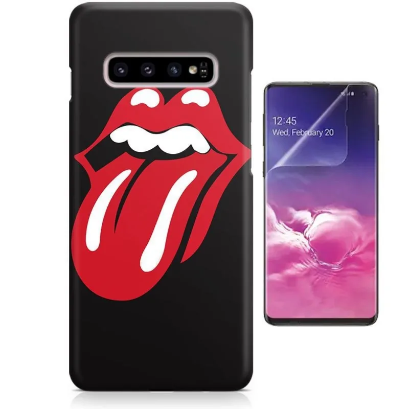 Kit Capa Case TPU Galaxy S10+ Plus Rolling Stones + Pel Vidro (BD02)