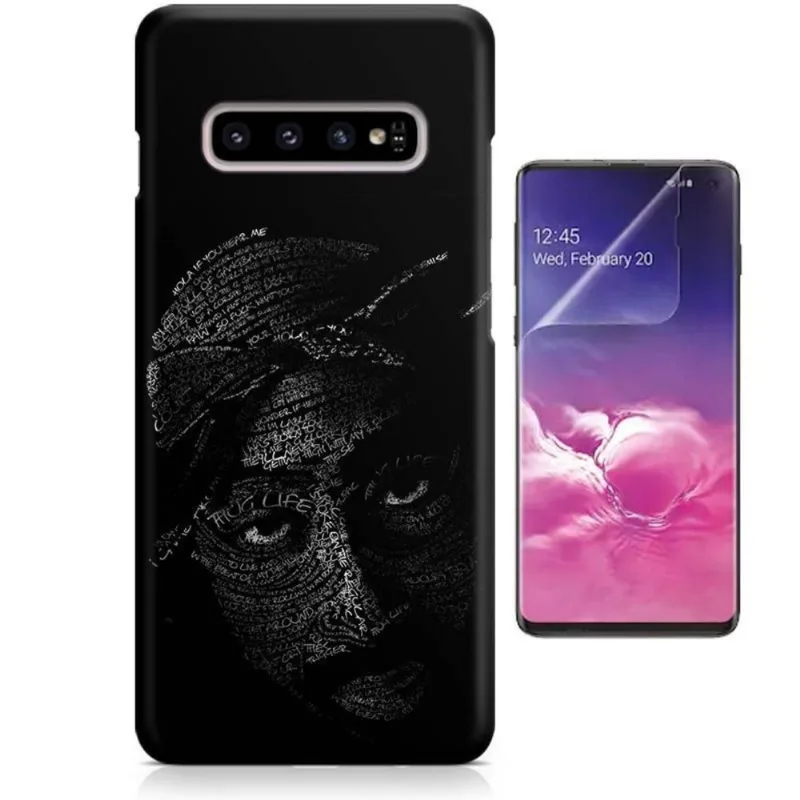 Kit Capa Case TPU Galaxy S10+ Tupac + Pel Vidro (BD01)