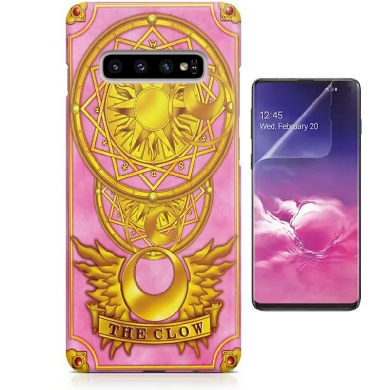 Kit Capa Case TPU Galaxy S10+ Sakura Card Captors Carta Clow + Pel Vidro (BD01)