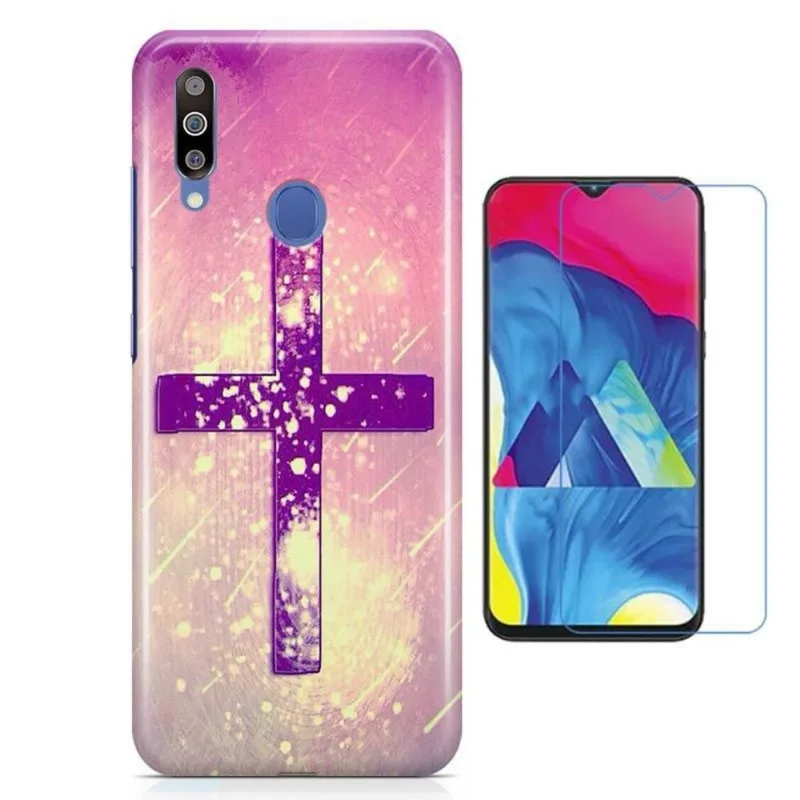Kit Capa Galaxy M30 Cruz Religioso + Pel Vidro B3