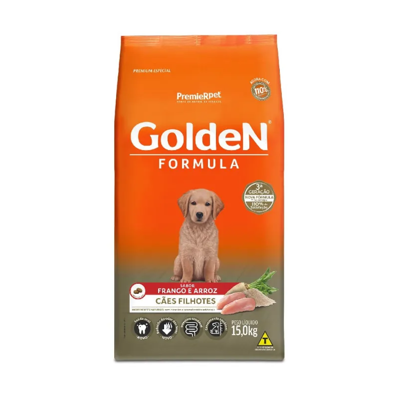 Ração Golden Formula Cães Filhotes Frango, Arroz e Vegetais 15 kg