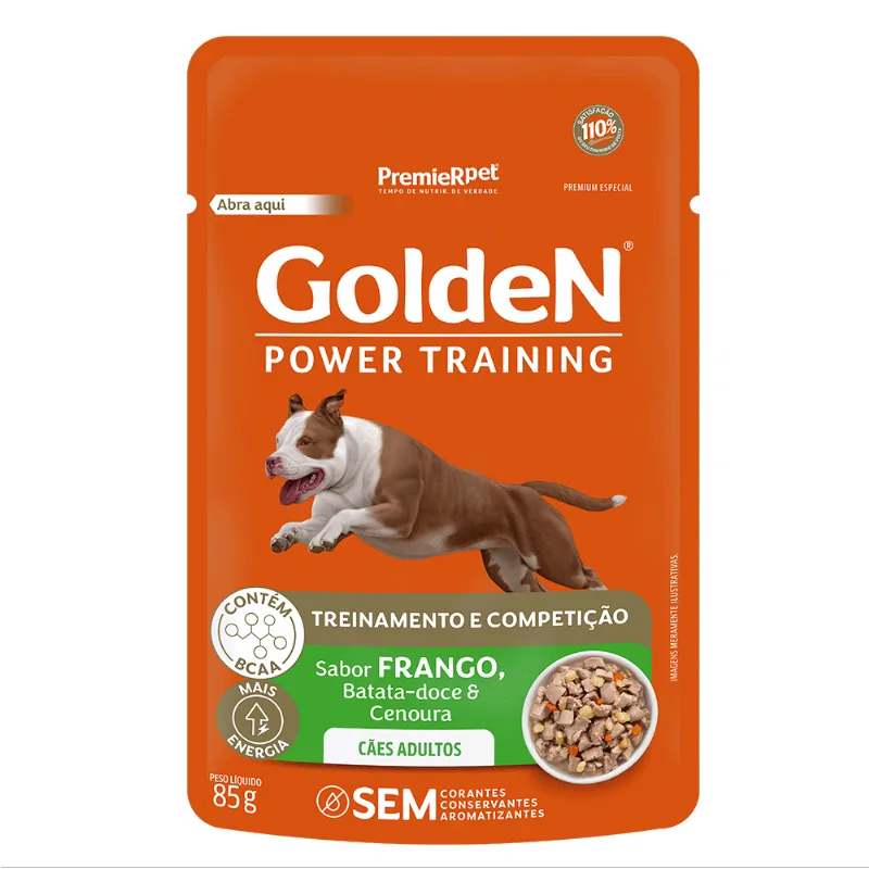 Ração Úmida Golden Power Training Cães Adultos Frango 85g