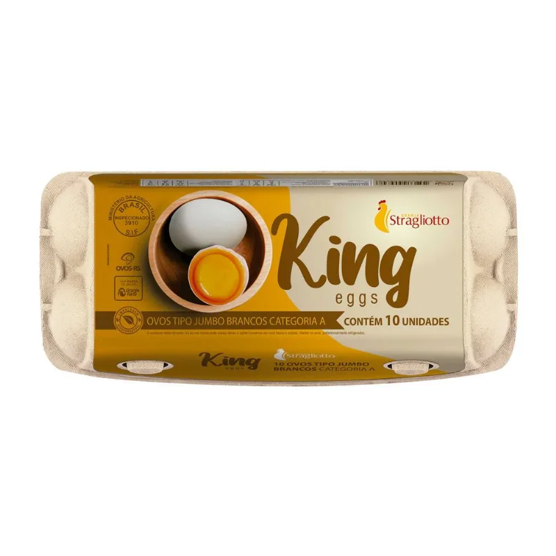 Ovos Brancos tipo jumbo King eggs Stragliotto 10 unidades