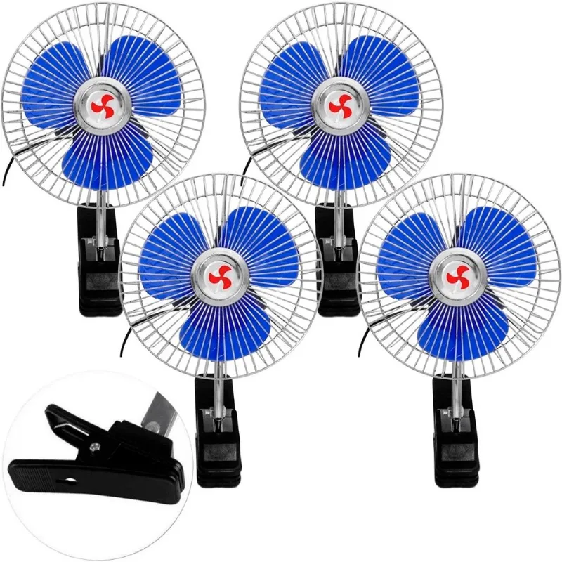 Kit 4 Mini Ventilador Veicular Carro Caminhão Ônibus De 15cm